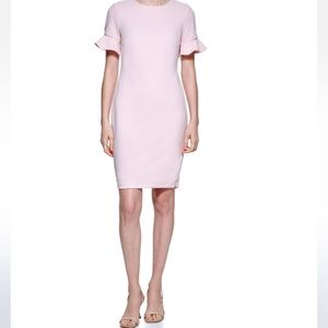 NWT Calvin Klein flutter sleeve pale pink dress
